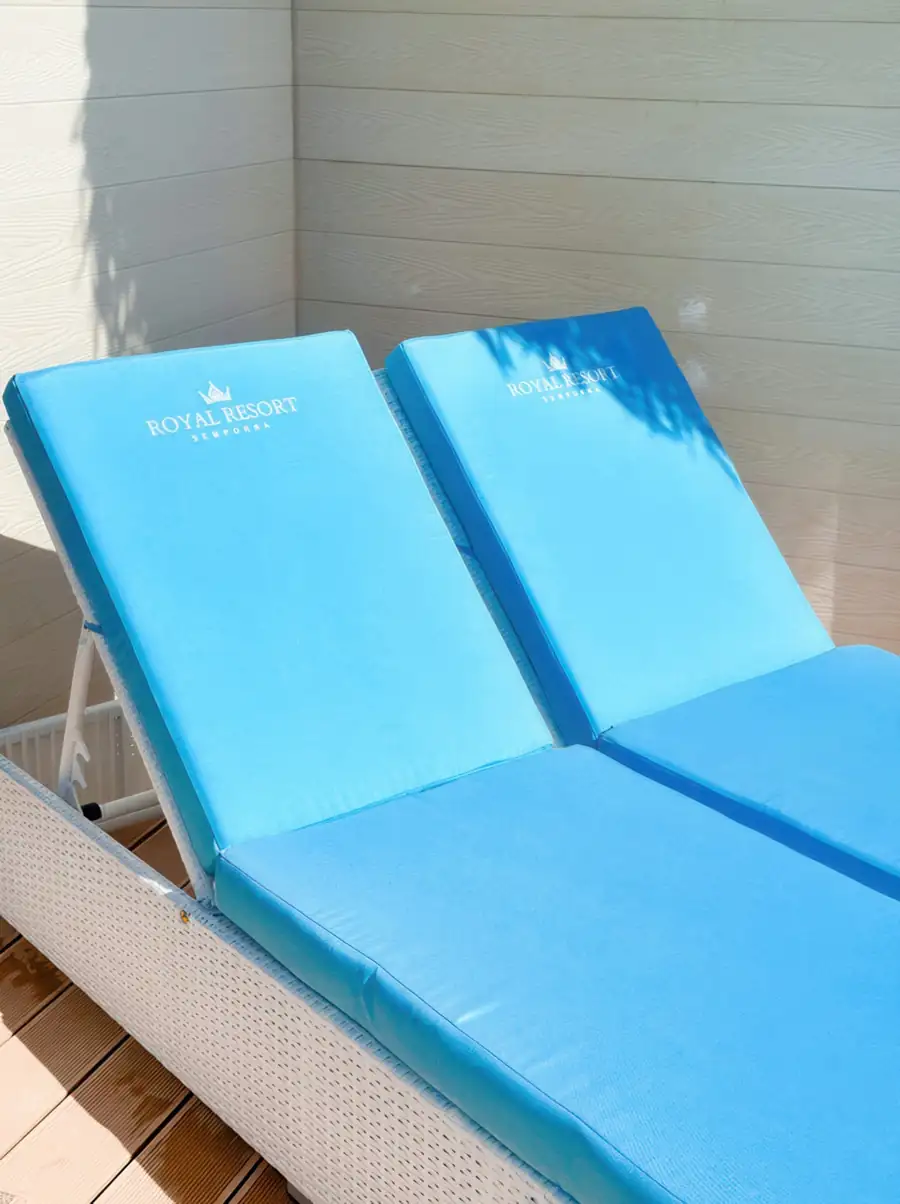 Custom sun loungers on Family Suite deck Royal Resort Semporna