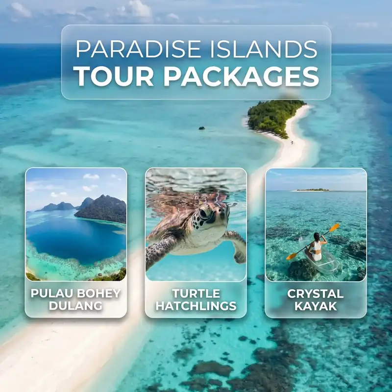 Multi day island hopping tour packages with Semporna Royal Resort near the Tun Sakaran Marine Park.